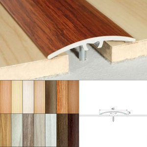 Aluminium Wood Effect Door Floor Bar Edge Trim - 40mm 