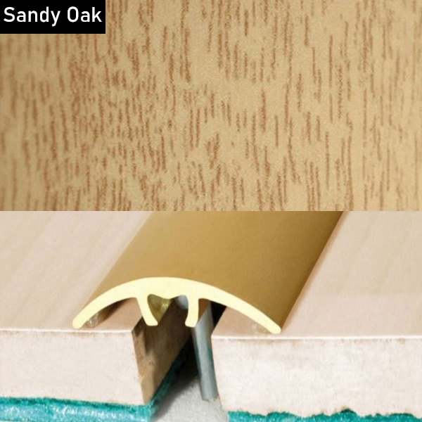 Aluminium Wood Effect Door Threshold for Connecting Wooden & Laminate Tiles