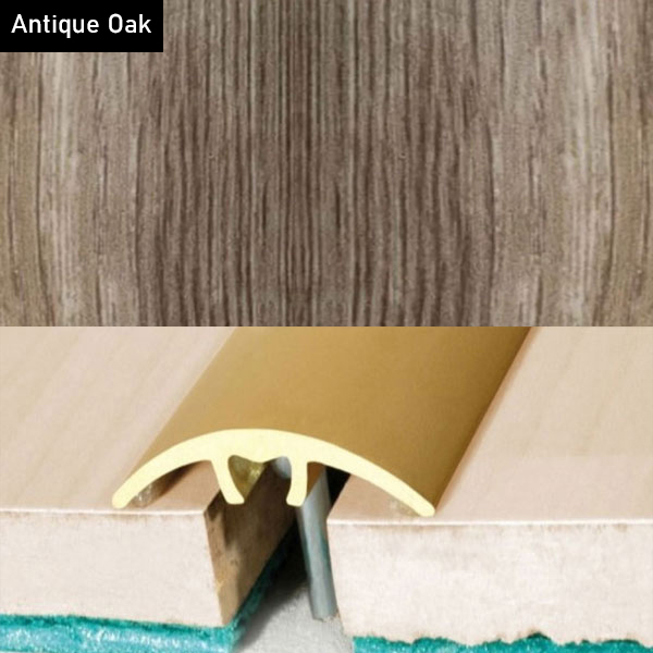 Aluminium Wood Effect Door Threshold for Connecting Wooden & Laminate Tiles