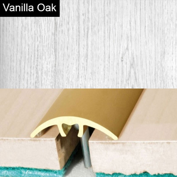 Aluminium Wood Effect Door Threshold for Connecting Wooden & Laminate Tiles