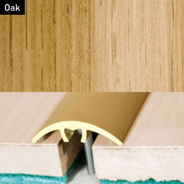 Aluminium Wood Effect Door Threshold for Connecting Wooden & Laminate Tiles