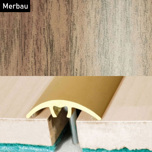 Aluminium Wood Effect Door Threshold for Connecting Wooden & Laminate Tiles