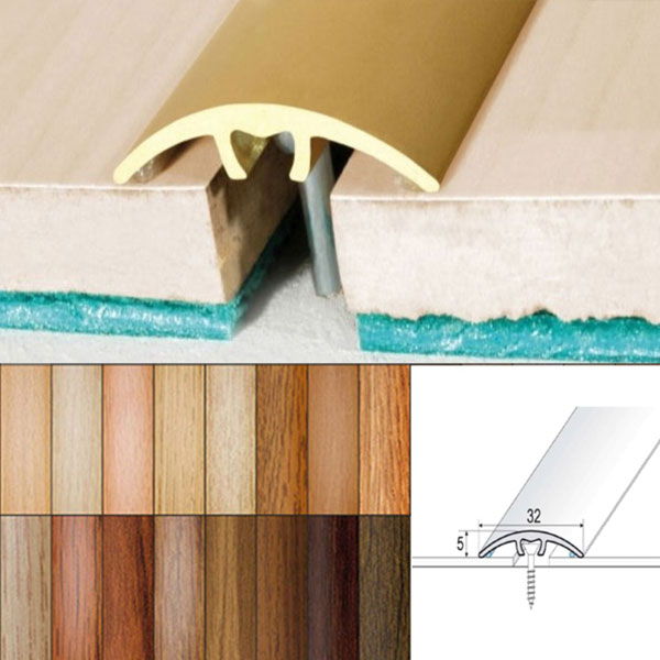 Aluminium Wood Effect Door Threshold for Connecting Wooden & Laminate Tiles