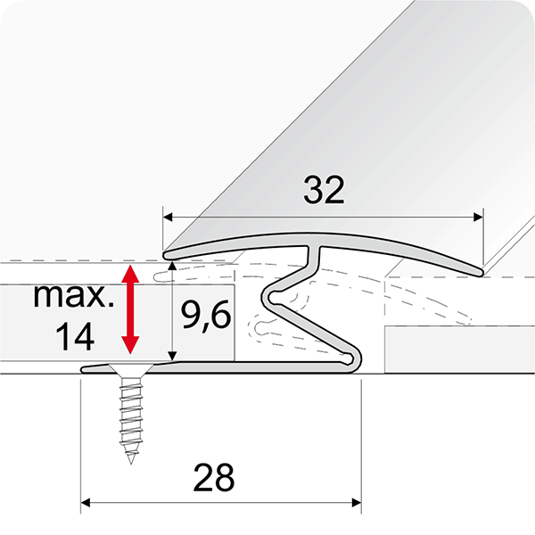 32mm Wide Wood Effect Door Thresholds For Vinyl, Carpet, Laminate, Wooden Floors