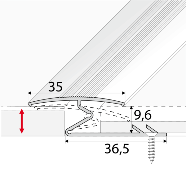 35mm Wide Aluminium Z Profiles For Joining Carpet to Wood