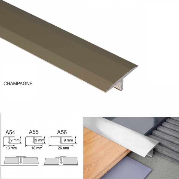 Anodised Aluminium 26mm Threshold Trim T Bar Transition Trim For Tiles