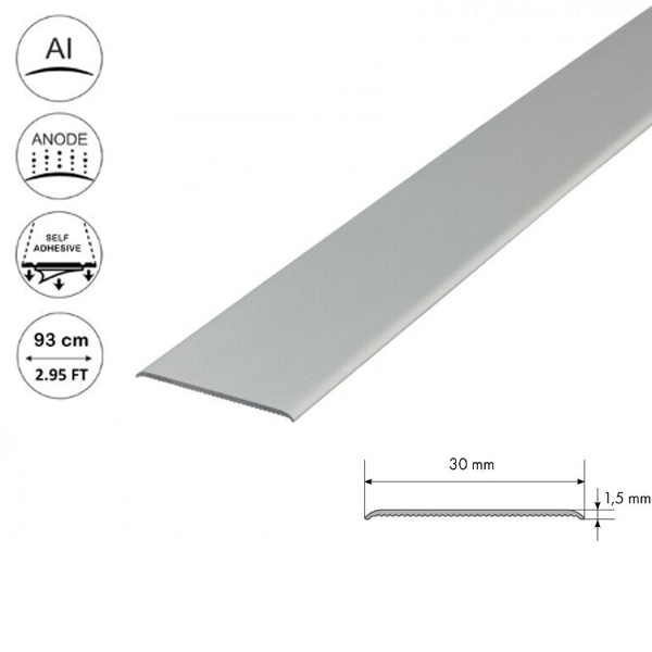 30mm Anodised Aluminium Door Floor Bar Edge Trim Threshold Self Adhesive