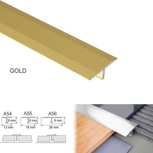 Anodised Aluminium Door Threshold 13mm Trim T Bar Transition Strip For Tiles