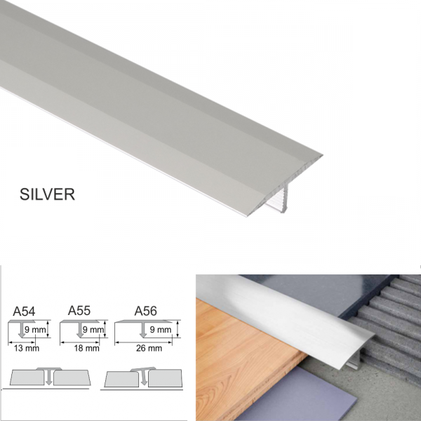 Anodised Aluminium Door Threshold 13mm Trim T Bar Transition Strip For Tiles