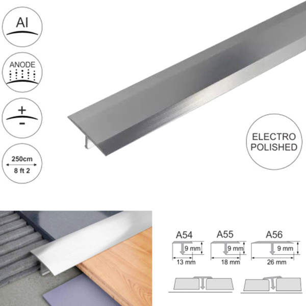 Anodised Aluminium Door Threshold Trim T Bar Transition Strip For Tiles