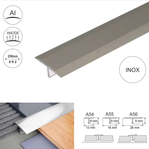 Anodised Aluminium Door Threshold Trim T Bar Transition Strip For Tiles