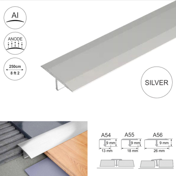 Anodised Aluminium Door Threshold Trim T Bar Transition Strip For Tiles