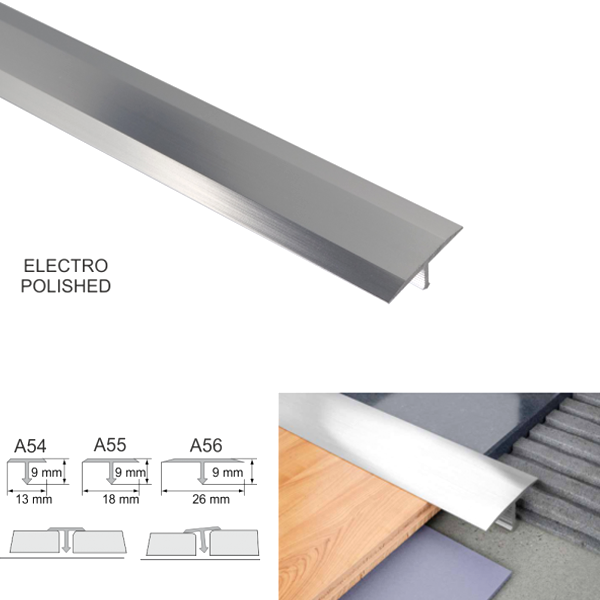 Anodised Aluminium Threshold Trim 18mm T Bar Transition Trim For Tiles