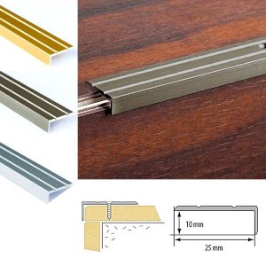 Anodised Non Slip Stair Edge Nosing Aluminium Rubust Trim Drilled