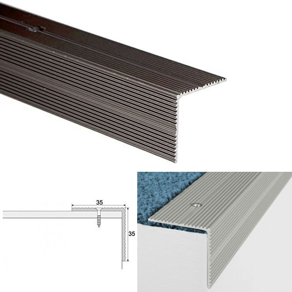 Anodised Screw Fix Aluminium Anti Slip Stair Nosing Edge Trim