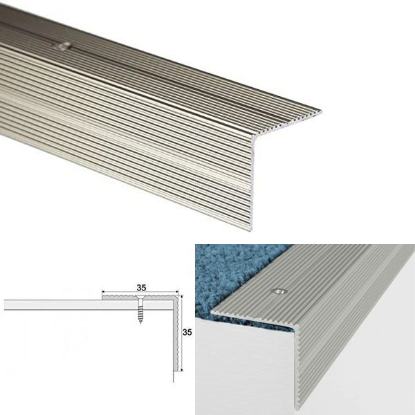 Anodised Screw Fix Aluminium Anti Slip Stair Nosing Edge Trim