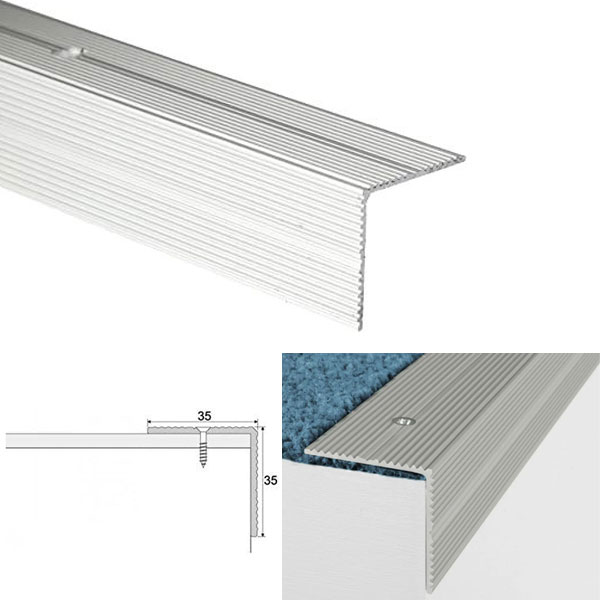 Anodised Screw Fix Aluminium Anti Slip Stair Nosing Edge Trim