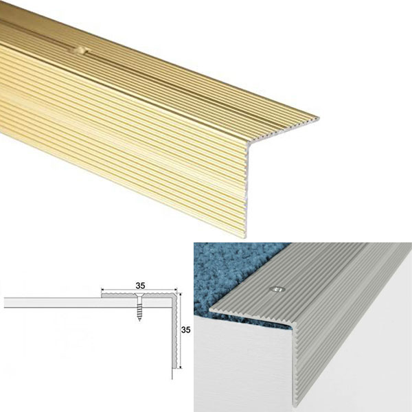 Anodised Screw Fix Aluminium Anti Slip Stair Nosing Edge Trim