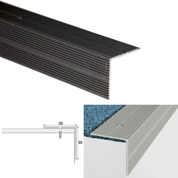 Anodised Screw Fix Aluminium Anti Slip Stair Nosing Edge Trim