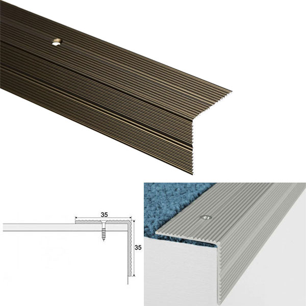 Anodised Screw Fix Aluminium Anti Slip Stair Nosing Edge Trim