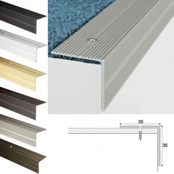 Anodised Screw Fix Aluminium Anti Slip Stair Nosing Edge Trim