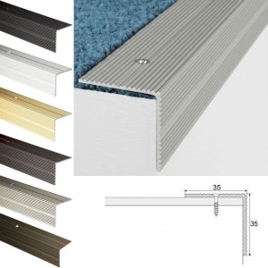 Anodised Screw Fix Aluminium Anti Slip Stair Nosing Edge Trim