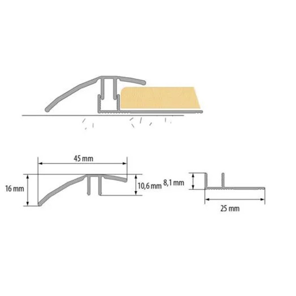 Anodized 0.9m Door Bars Threshold Strip Transition Trim Tiles to Laminate