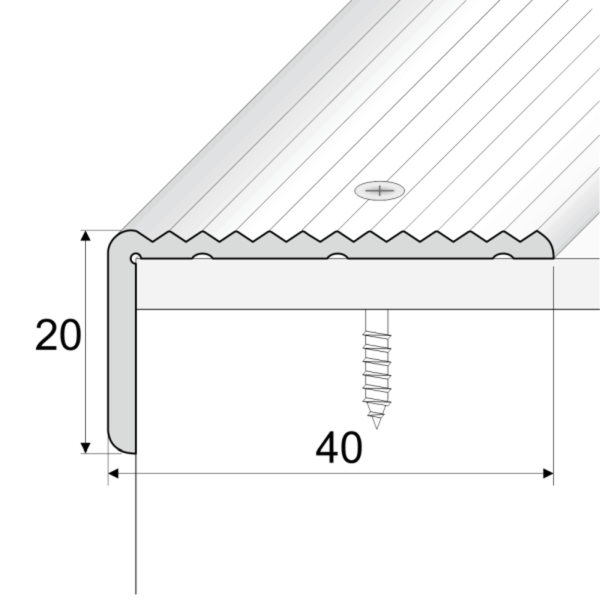 40mm x20mm Aluminum Stairs Nosing Ribbed For Stair Treads