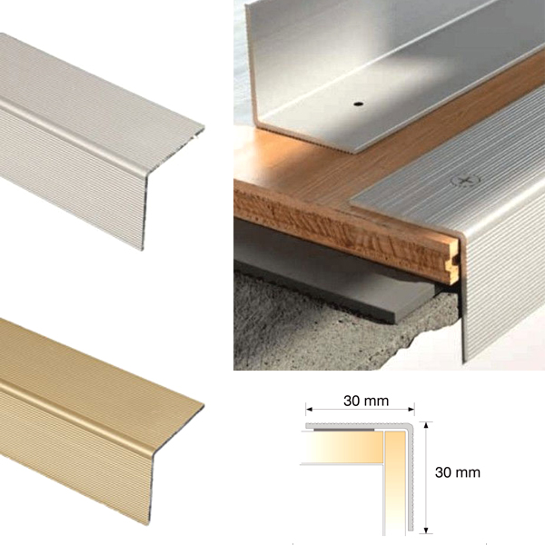 Anodised Aluminium Anti Slip Ribbed Treads Stair Nosing Edge Trim