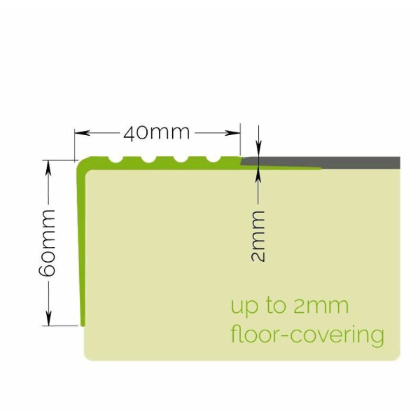 40mm Anti-Slip Bullnose Stair Nosing Rubber Angle Step Edge PVC