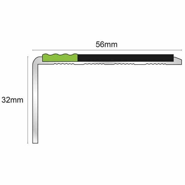 56mm x 32mm Aluminator Stair Nosing Edge Trim With Non-Slip Pvc Insert