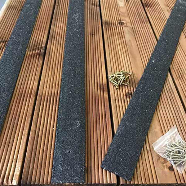 90mm Anti Slip GRP Strips for Slippery Decking and Ramps Free Screws