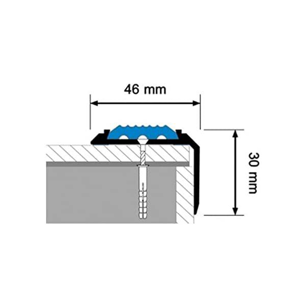 Anti-Slip Rubber Insert Anodised Aluminium Step Trim Edging Stair Nosing 