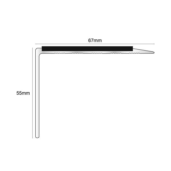 67mm x 55mm Slimline Stair Nosing Edge Trim With Non-Slip Pvc Insert DDA Compliant