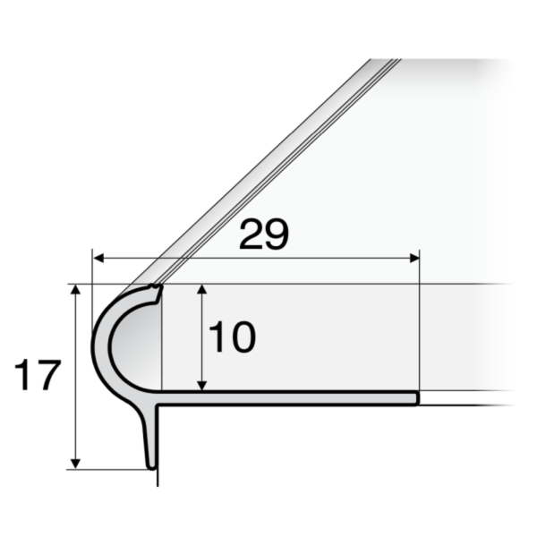 29mm x 17mm Stair Nosing Edge Trim Step Edging For Tiles For 10mm Flooring