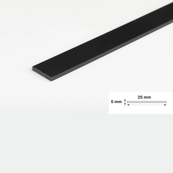 Durable PVC 2.5m Black Flat Bar, Trim Architrave Cover