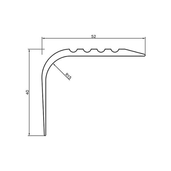 52mm x 40mm Bullnose Stair Nosing PVC Rubber Angle Step Edge