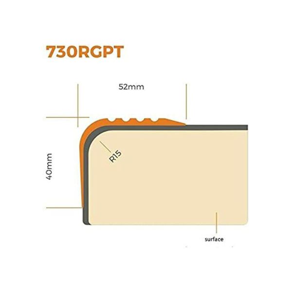 52mm x 40mm Bullnose Stair Nosing PVC Rubber Angle Step Edge