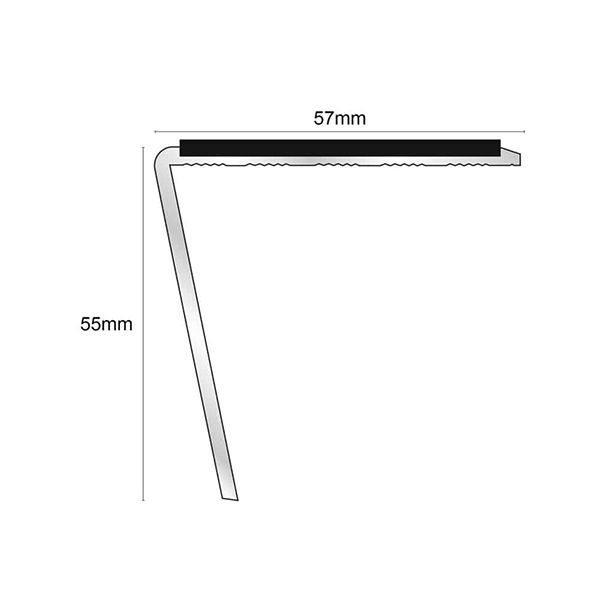 57mm x 55mm Rakeback Aluminium Stair Nosing Edge Trim With Anti Slip Pvc Insert