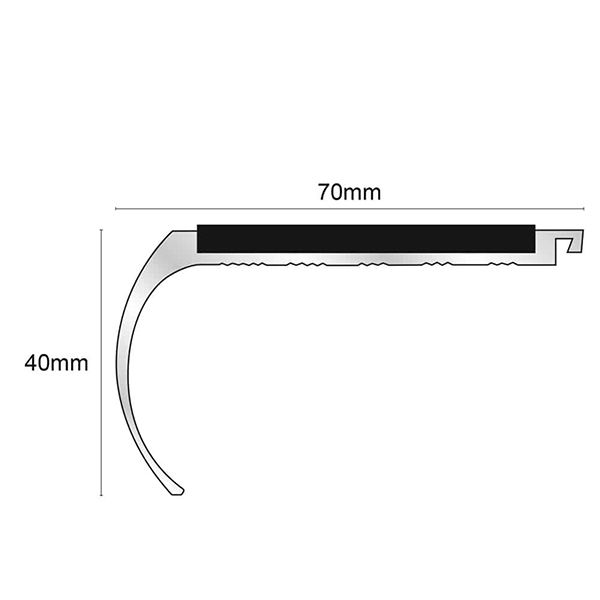 70mm x 40mm Bullnose Stair Nosing With Non Slip PVC Insert