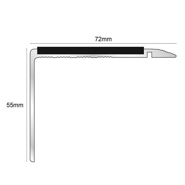 72mm x 55mm Aluminium Stair Nosing With PVC Insert Stair Edge Trim