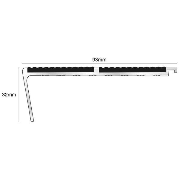 91mm x 35mm Rakeback External Stair Nosing With Non Slip Tredsafe PVC Insert