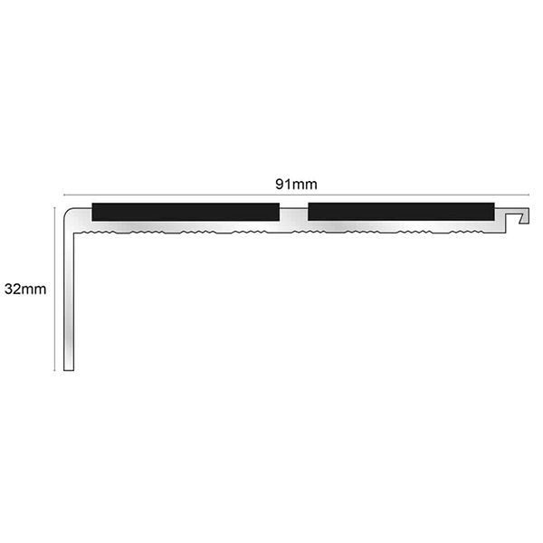 91mm x 32mm Commercial Stair Nosing With Non Slip PVC Insert