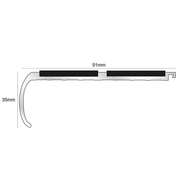 91mm x 35mm Commercial Stair Nosing Non Slip PVC Insert Bullnose Stair Nosing Edge