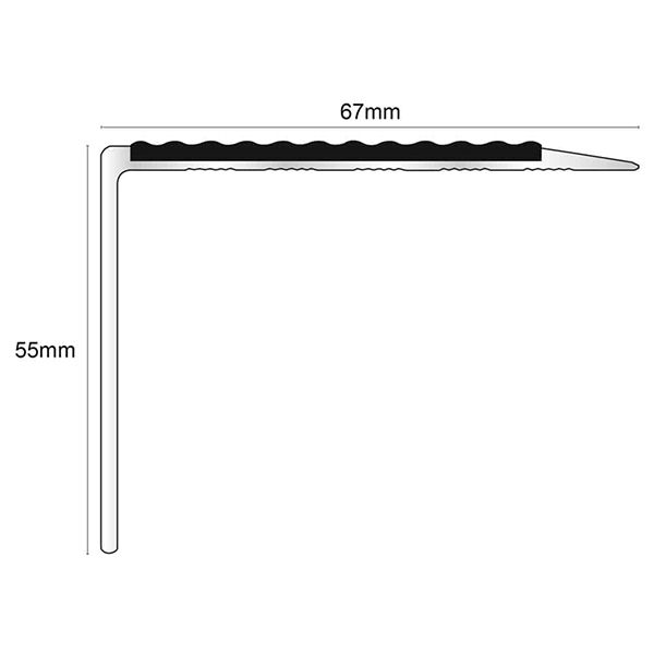 67mm x 55mm Commercial Stair Nosing Edge Trim With Tredsafe Pvc Insert