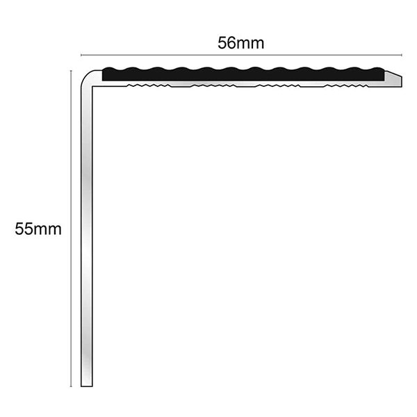 56mm x 55mm Aluminium Stair Nosing With Tredsafe Pvc Insert DDA Compliant