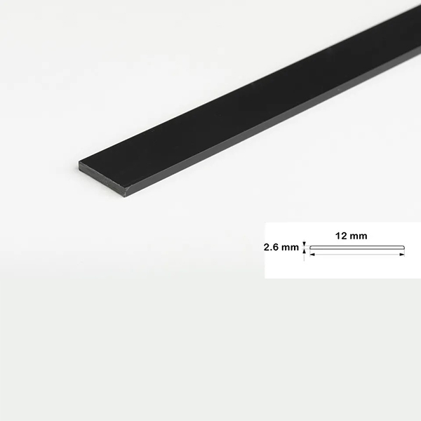 1 Meter Durable PVC Black Flat Bar Transition Trim Architrave Cover