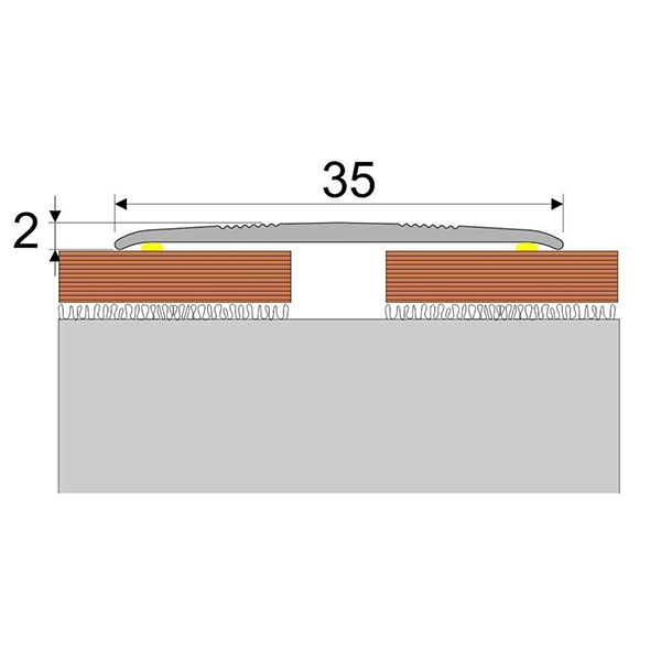 35mm Wide Flat Aluminium Door Thresholds Self Adhesive, Floor Trim