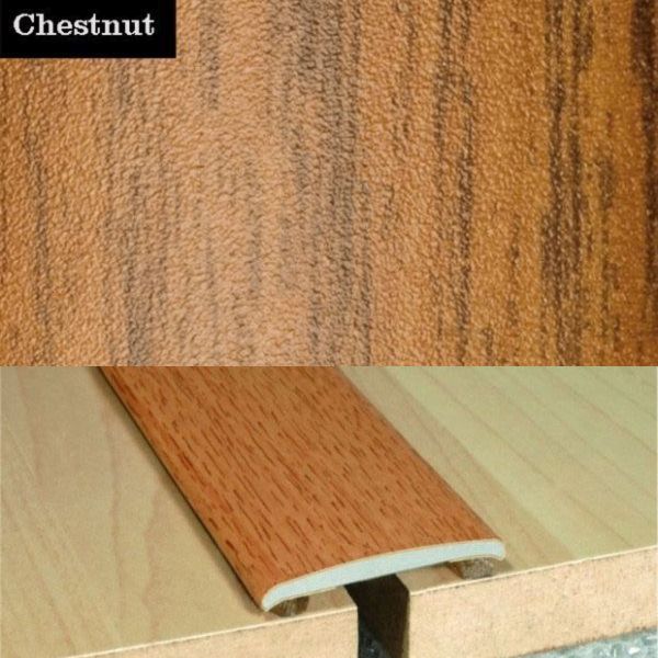 35mm Wide Flat Aluminium Wood Effect Door Threasholds Self Adhesive