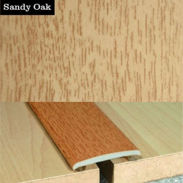 35mm Wide Flat Aluminium Wood Effect Door Threasholds Self Adhesive